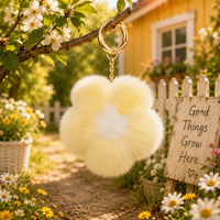 Small Mink Fur Flower Keychain