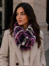 Rex Rabbit Fur Double Loop Infinity Scarf