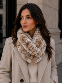 Rex Rabbit Fur Double Loop Infinity Scarf