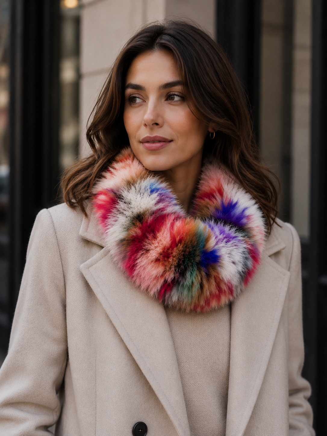 Limited Run Pale Multi Fox Fur Neck Loop