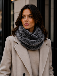 Black Frost Faux Rex Rabbit Fur Infinity Loop