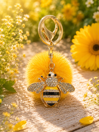 Mink Fur Bumblebee Keychain