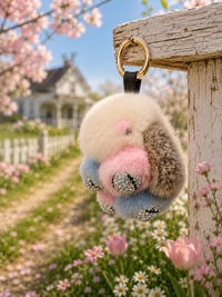 Mink Fur Rabbit-Shaped Keychain