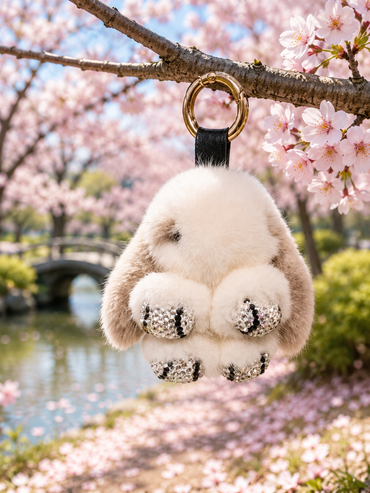 Mink Fur Rabbit-Shaped Keychain