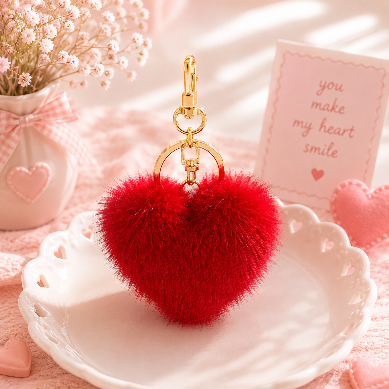 Mink Fur Heart Keychain