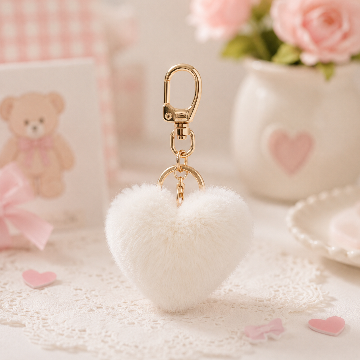 Mink Fur Heart Keychain