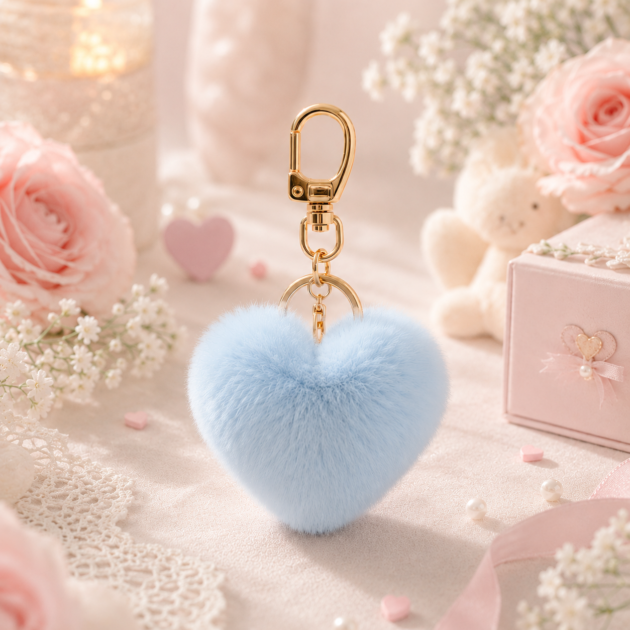 Mink Fur Heart Keychain