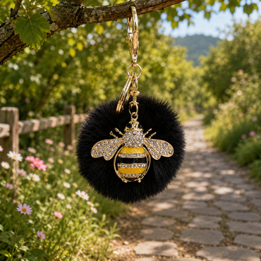 Faux Fur Bumblebee Keychain