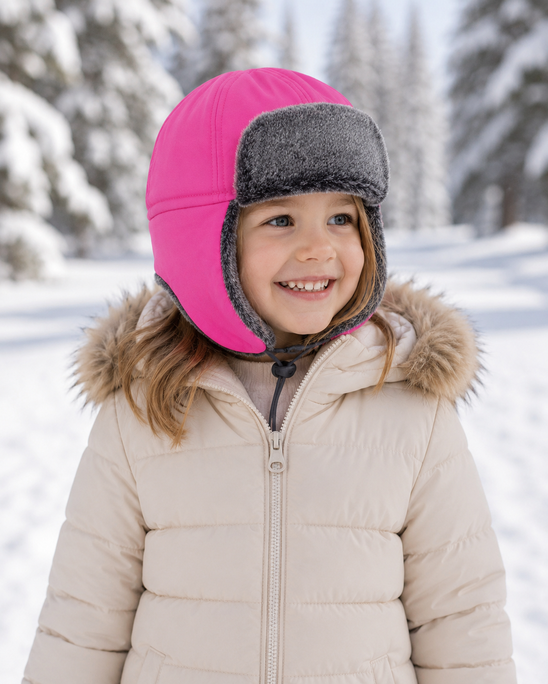 Kids Faux Rex Fur Trooper with Nylon Crown