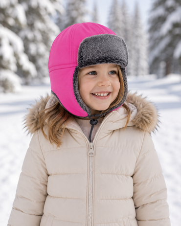 Kids Faux Rex Fur Trooper with Nylon Crown