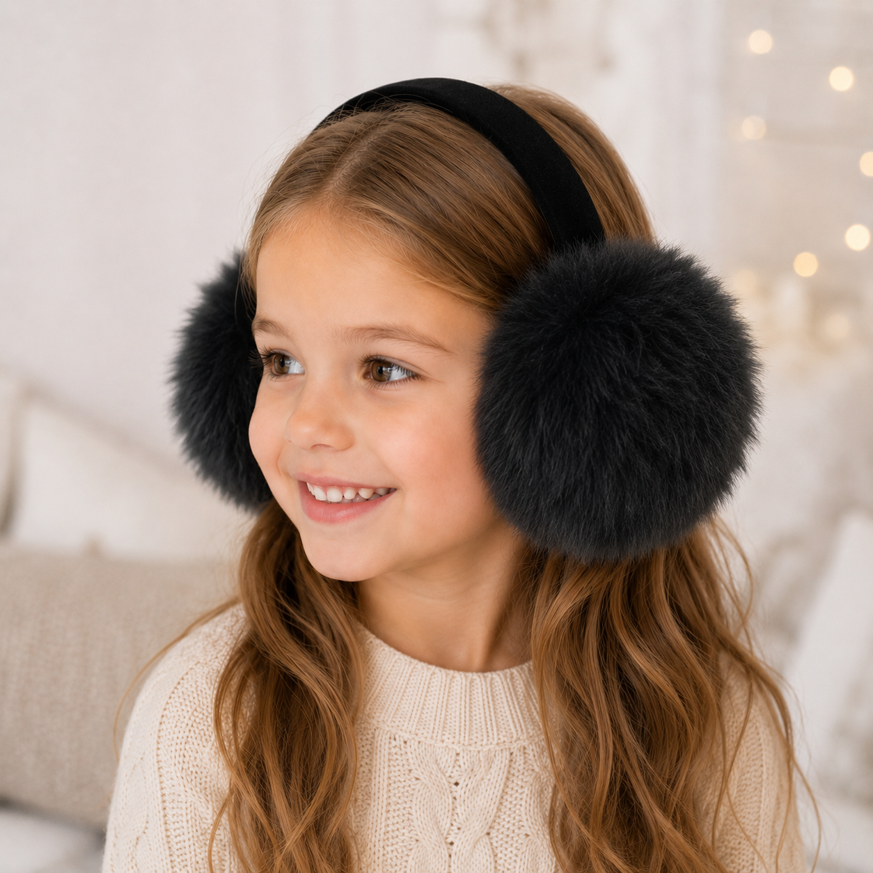 Children's Faux Fox Fur Earmuffs with Velvet Band