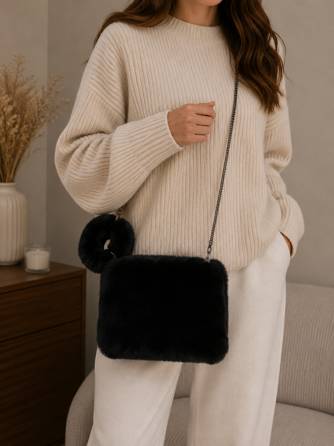 Rex Rabbit Fur Wristlet