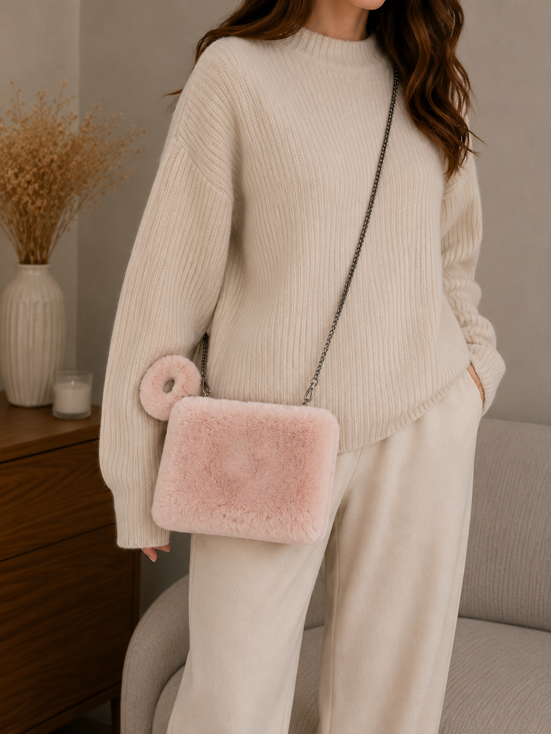 Rex Rabbit Fur Wristlet