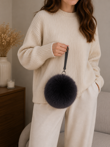 Round Fox Fur Bag