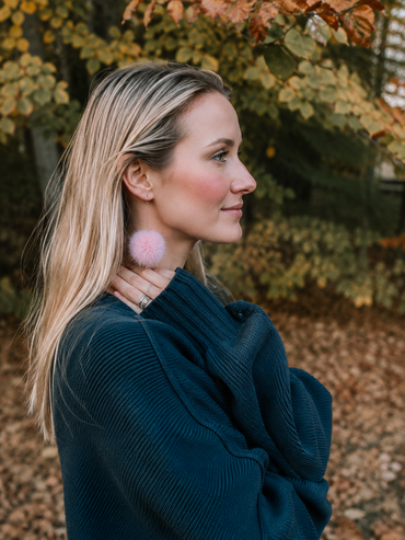 Mink Pom Earrings