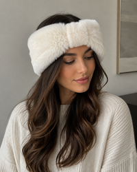 Faux Rex Rabbit Fur Knit Headband/Scarf with Knot