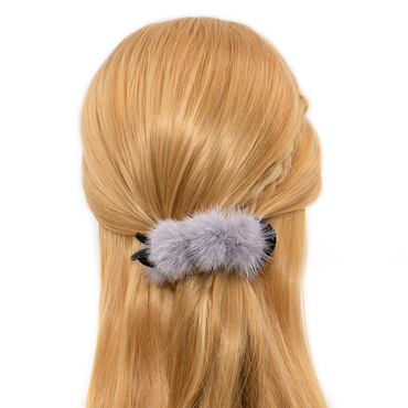 Hair Clip with Mink Poms