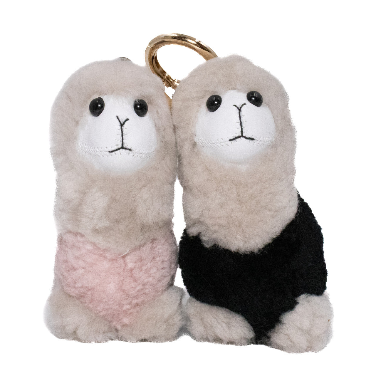 Pink and Black Shearling Alpaca Keychain