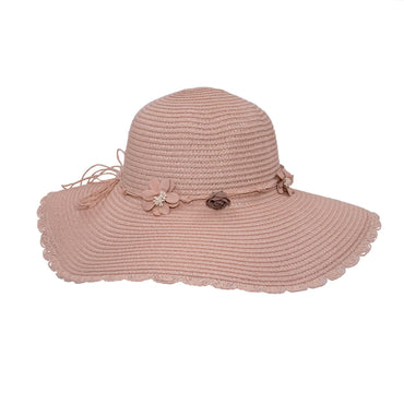 Pink Straw Hat with 3D Flowers