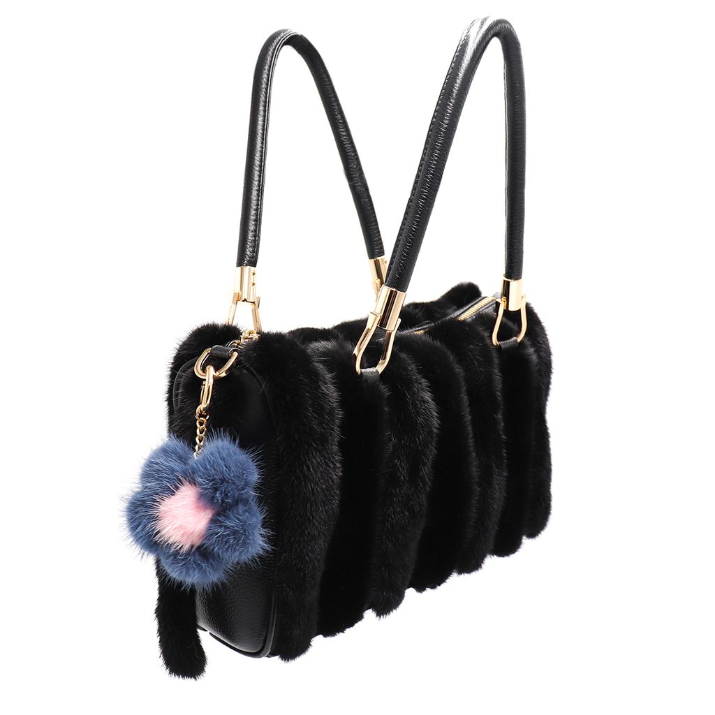 Small Mink Fur Flower Keychain