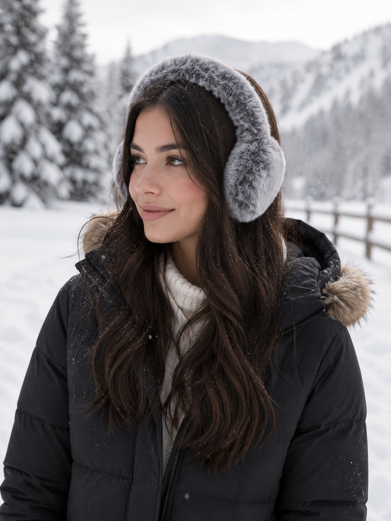 Faux Rex Rabbit Earmuffs with Halo Band