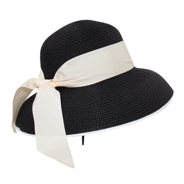 Straw Hepburn Hat with Ribbon