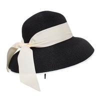 Straw Hepburn Hat with Ribbon