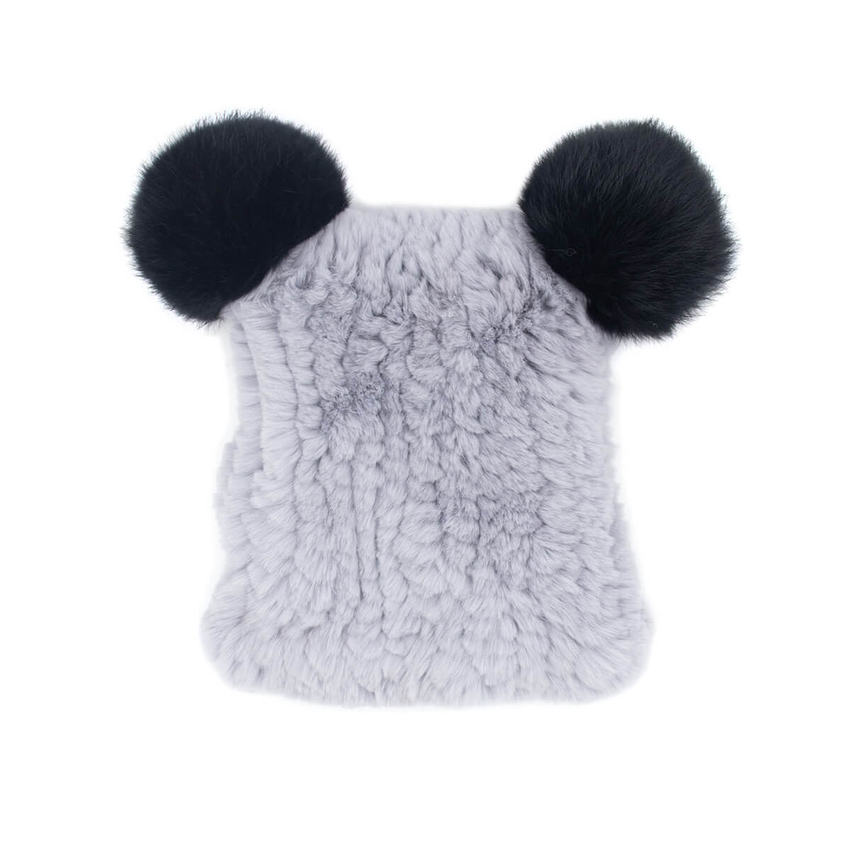 Children's Rex Rabbit Fur Textile Knit Hat and Scarf Set