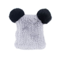 Children's Rex Rabbit Fur Textile Knit Hat and Scarf Set
