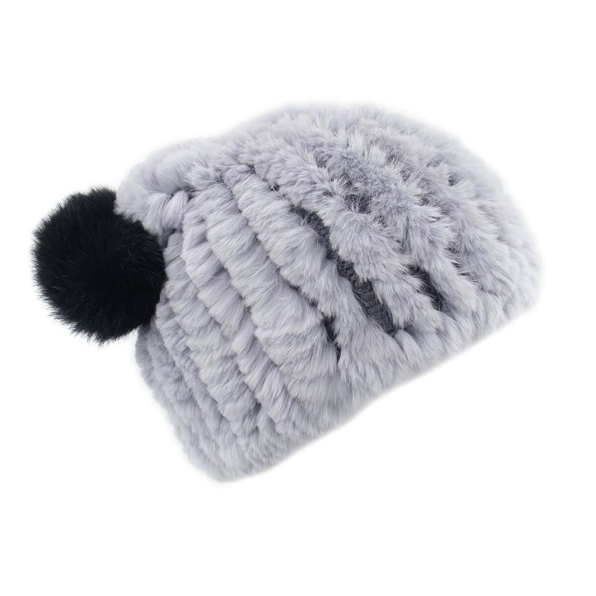 Kid's Rex Rabbit Fur Knit Hat and Scarf Set