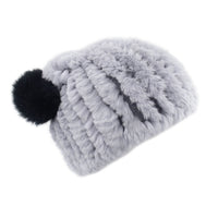 Kid's Rex Rabbit Fur Knit Hat and Scarf Set