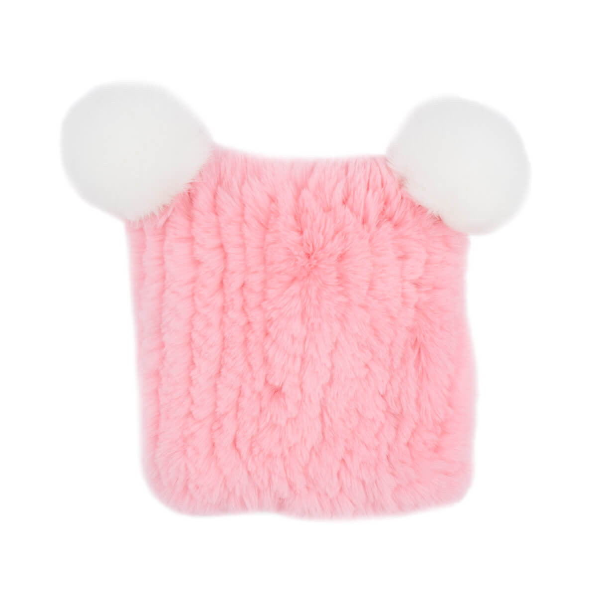 Children's Rex Rabbit Fur Textile Knit Hat and Scarf Set