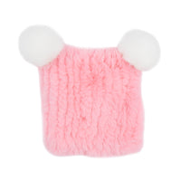 Children's Rex Rabbit Fur Textile Knit Hat and Scarf Set