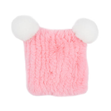 Children's Rex Rabbit Fur Textile Knit Hat and Scarf Set
