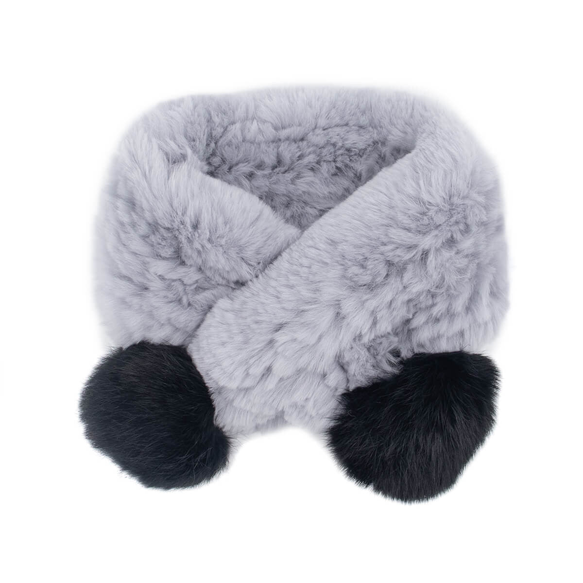 Children's Rex Rabbit Fur Textile Knit Hat and Scarf Set