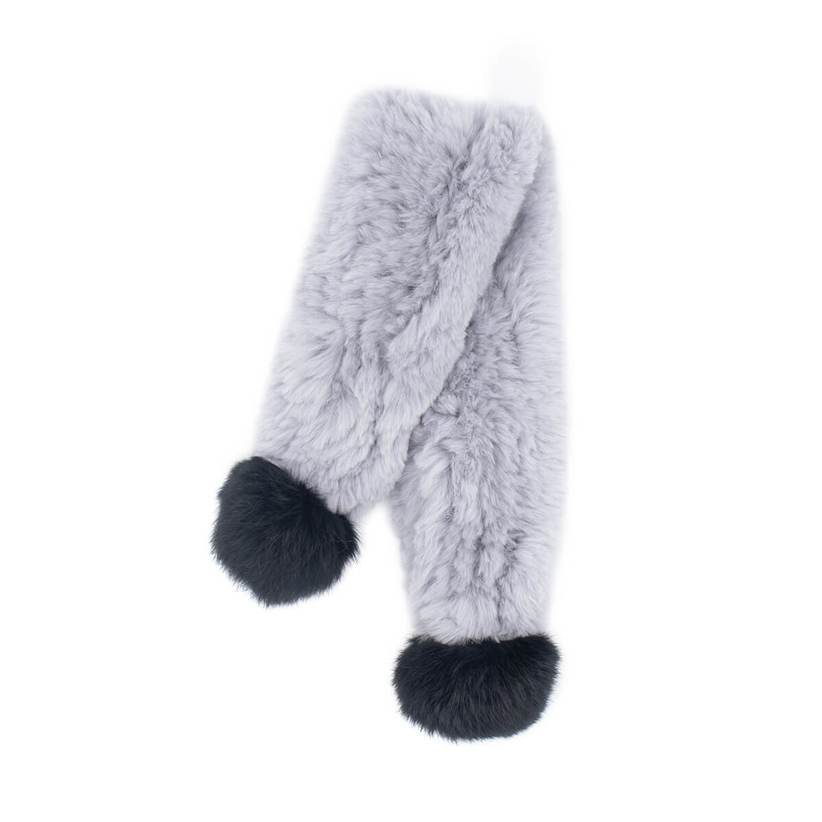 Children's Rex Rabbit Fur Textile Knit Hat and Scarf Set