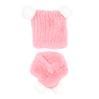 Children's Rex Rabbit Fur Textile Knit Hat and Scarf Set