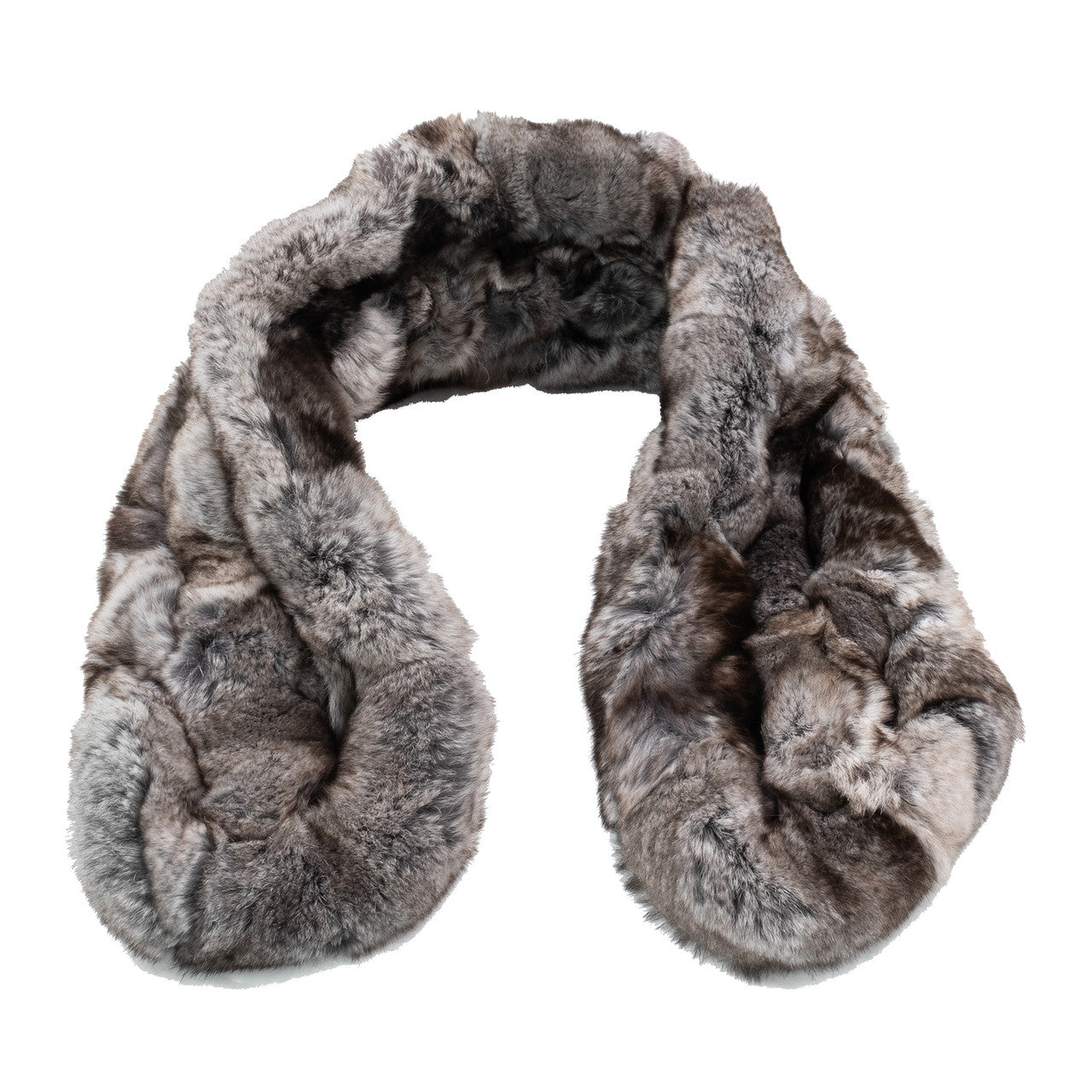 Grey and Brown Multi Rex Rabbit Fur Chain Scarf