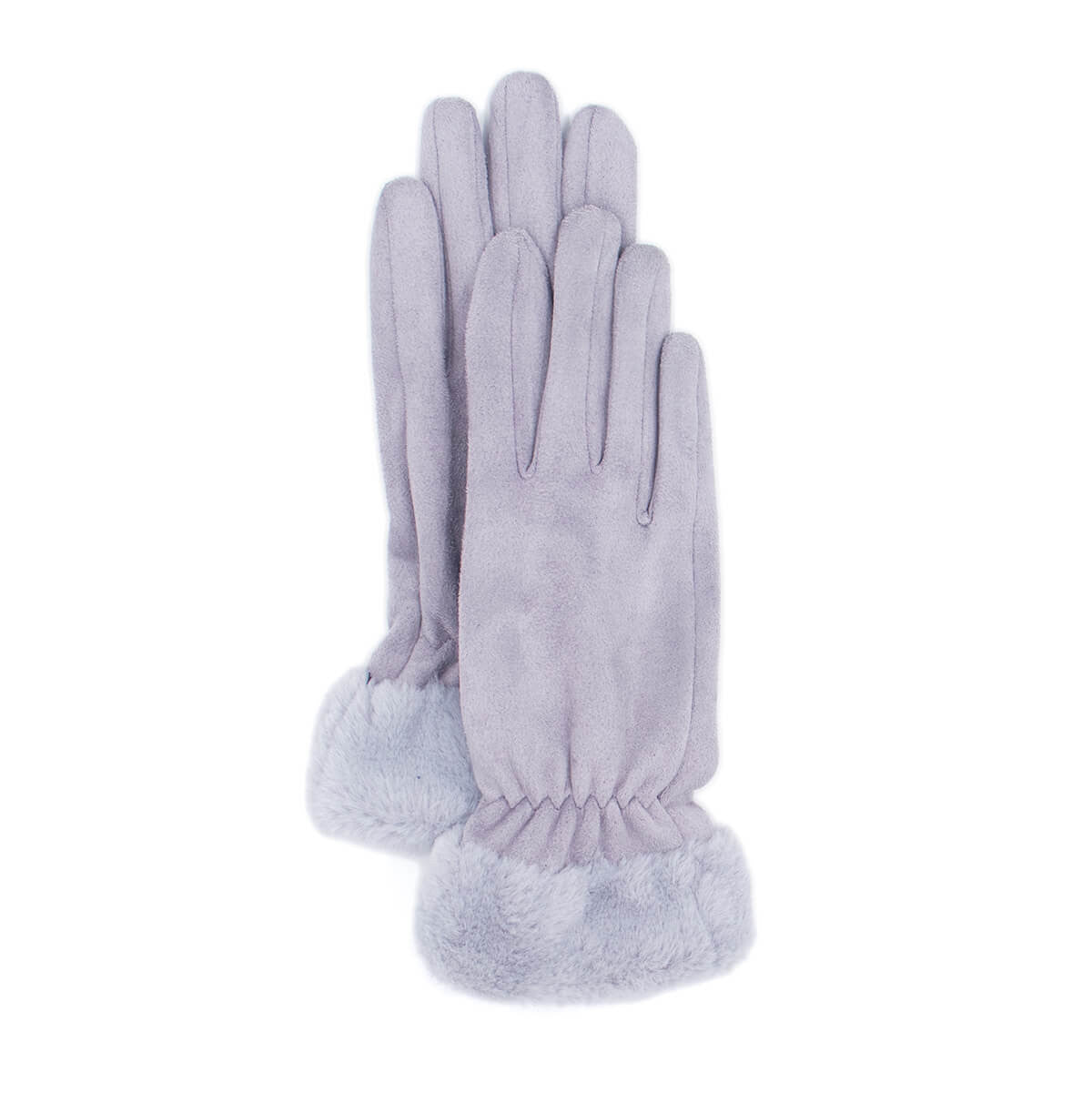 Faux Suede Gloves with Faux Rex Fur Cuff