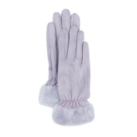 Faux Suede Gloves with Faux Rex Fur Cuff