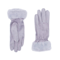 Faux Suede Gloves with Faux Rex Fur Cuff