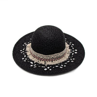 Straw Hat with Tassel Band Black