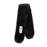 Faux Fur Pull-Through Scarf with Pearl Detail