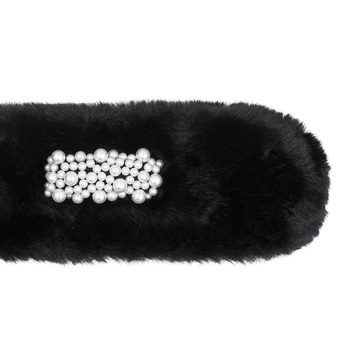 Faux Fur Pull-Through Scarf with Pearl Detail