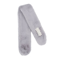 Faux Fur Pull-Through Scarf with Pearl Detail