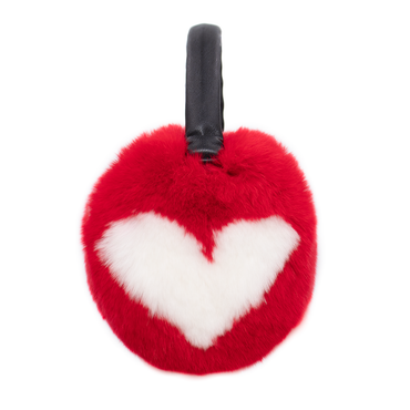 Red Heart Rex Rabbit Fur Earmuffs with Adjustable Leather Band