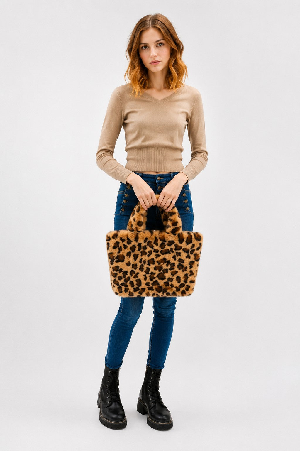 Faux Rex Rabbit Fur Handbag