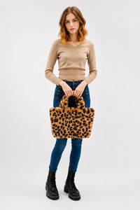 Faux Rex Rabbit Fur Handbag