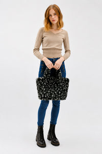 Faux Rex Rabbit Fur Handbag