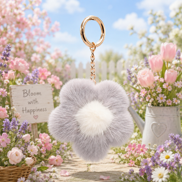 Large Mink Fur Flower Keychain